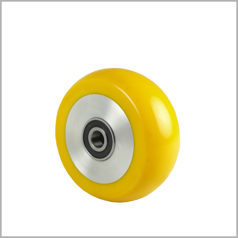 65 × 30 mm Polyurethan-Rad mit Alu-Vollkern – 200 kg, Kugellager, flach & ballig