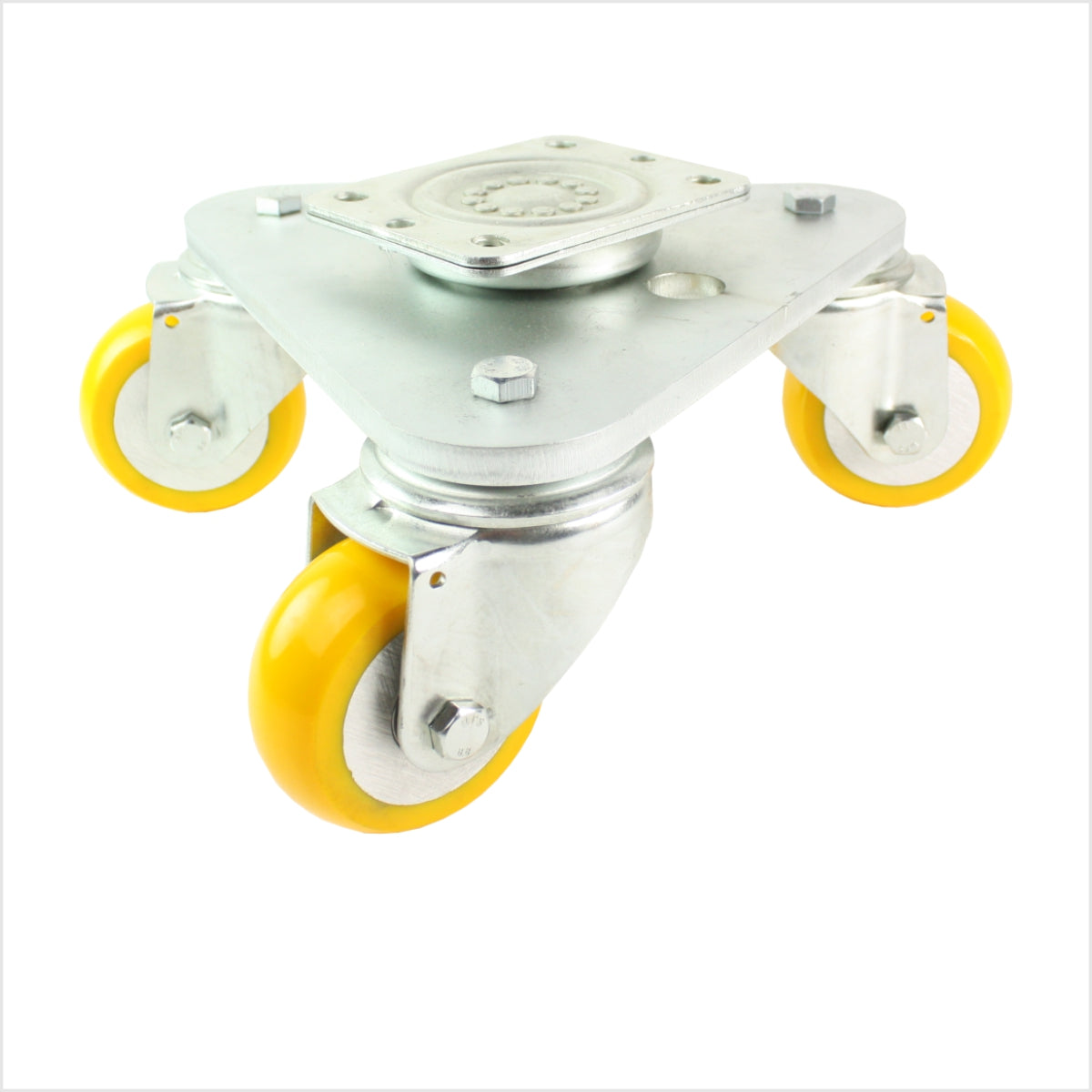 75 mm Drehteller 3 professionell-PU-Lenkrollen, ballig, gelb - DRT-TS/690KBA/075/30