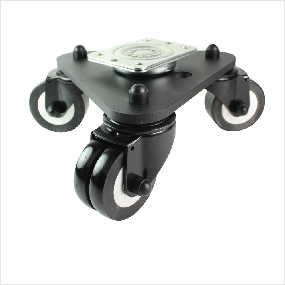 65 mm Schwerlast-Drehteller, schwarz, 3 PU-Rollen ballig – Typ DRT-MG/691KBA/065/30