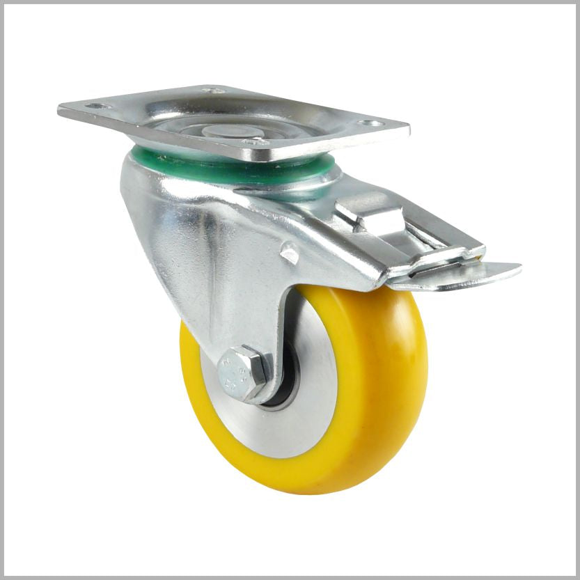 80 mm Lenkrolle Feststeller PU ballig