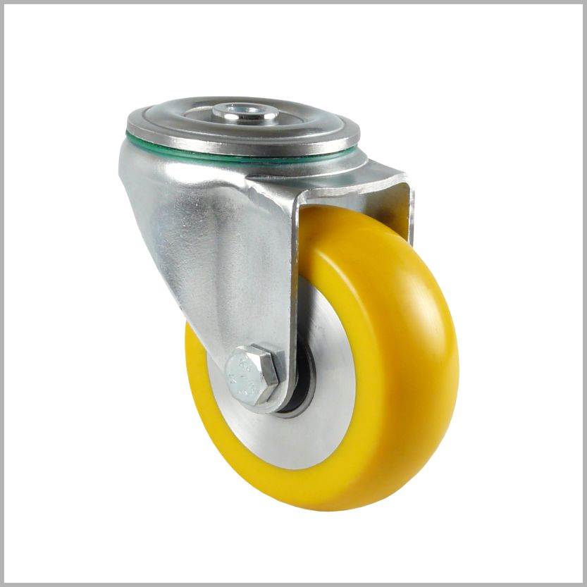 80 mm Lenkrolle, Rückenloch, Polyurethan-Rad, ballig & flach - R-TS/690KBA/080/30