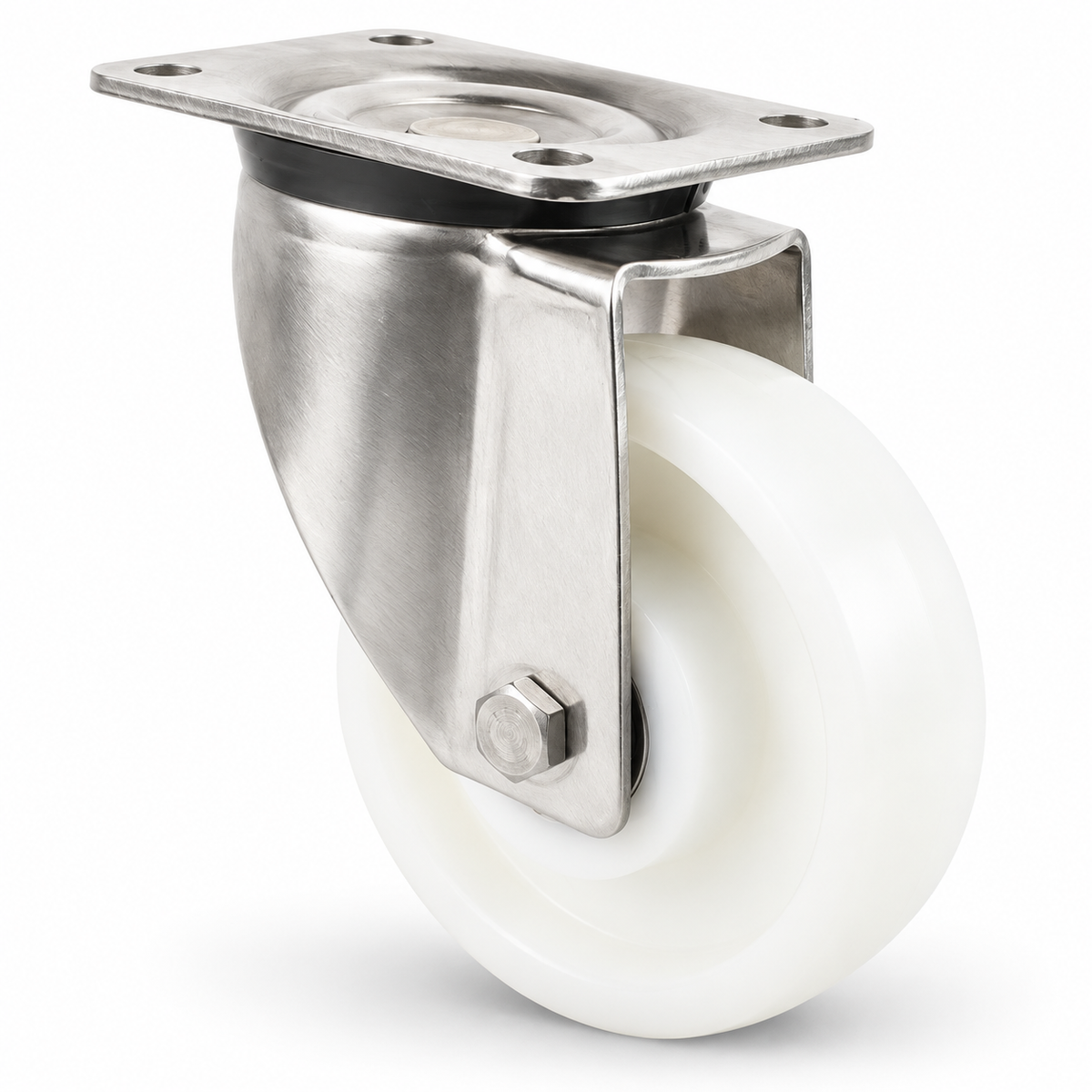 Ruota piroettante per carichi pesanti in acciaio inox 200 mm con ruota in poliammide, cuscinetto a sfere – L-LN/200NK/200/50