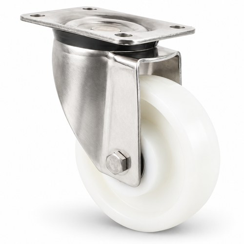 Ruota piroettante per carichi pesanti in acciaio inox 200 mm con ruota in poliammide, cuscinetto a sfere – L-LN/200NK/200/50
