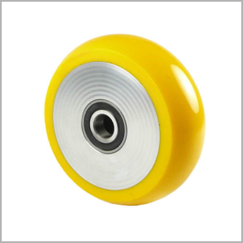 125 × 45 mm Schwerlast-Polyurethan-Rad mit Alu-Vollkern – 550 kg, Kugellager, flach & ballig