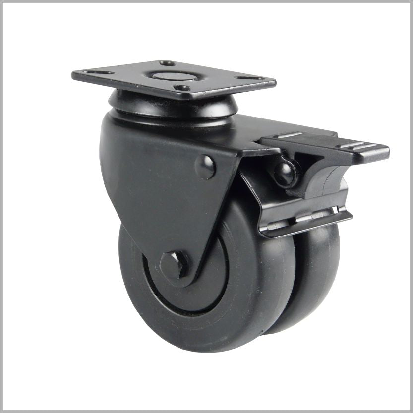 50 mm Schwarze Doppel-Lenkrolle | Bremse – Platte | Ladenbau | Verkaufssysteme