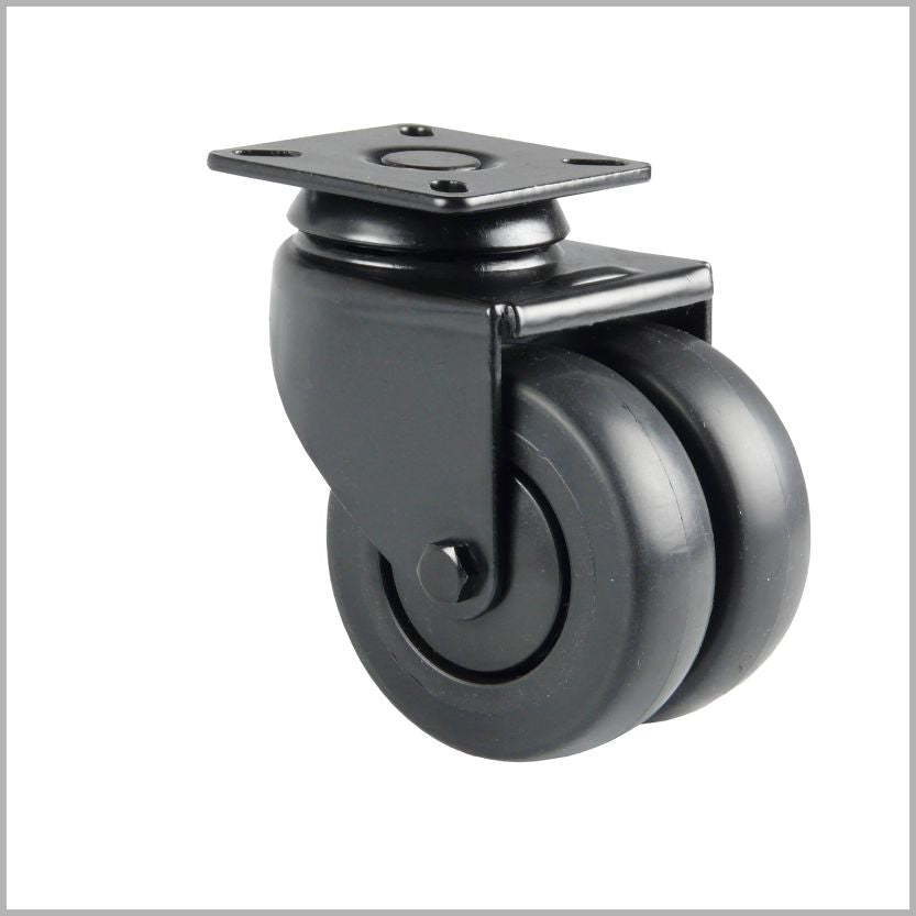50 mm Schwarze Doppel-Lenkrolle mit Platte – stabile Rolle für Warenträger & Displays