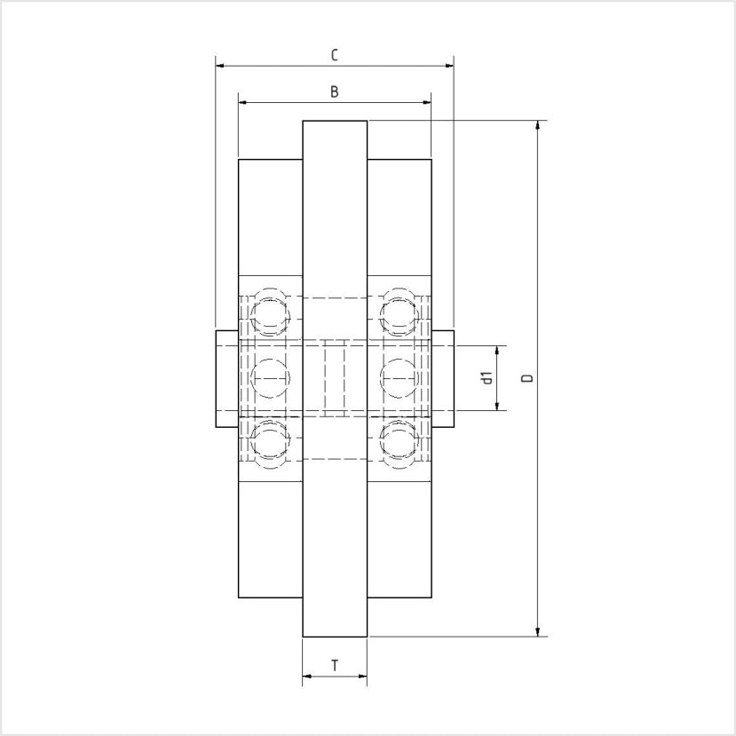 Einspurrad 65×30 mm Polyamid Edelstahl-Kugellager 30-mm-Aluminiumprofil