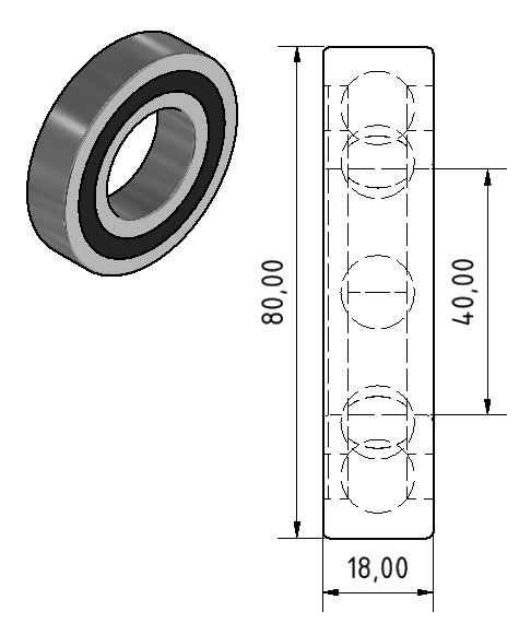 6208 2RS Maße: 40 x 80 x 18 mm Rillenkugellager